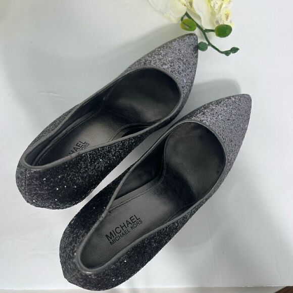 Michael By Michael Kors CLAIRE Pumps Womens Size 8 Gunmetal Glitter Fabric - Picture 12 of 12